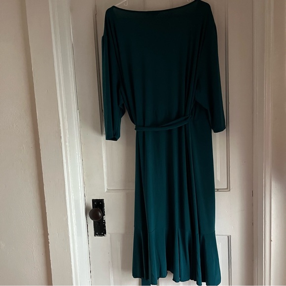 Kiyonna Whimsy Wrap Dress flirty flouncy size 4 teal color - Picture 9 of 12